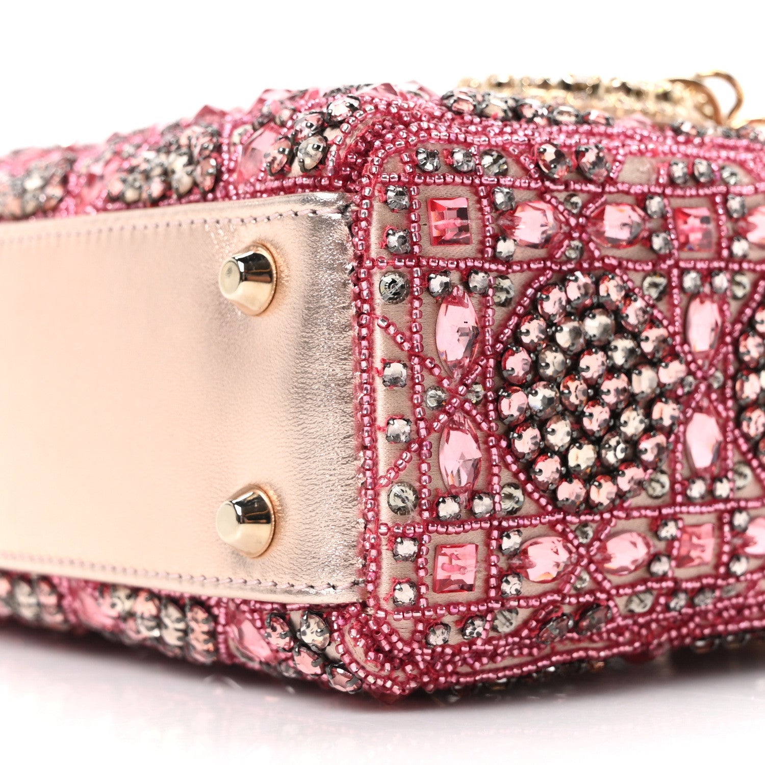 Christian Dior Metallic Calfskin Satin Celestial Bead Embroidery Cannage Mini Lady Dior Rose Des Vents 19 of 21