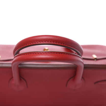 Hermes Taurillon Clemence Horseshoe Bi-Color Birkin 30 Rouge Garance and Orange 27 of 28