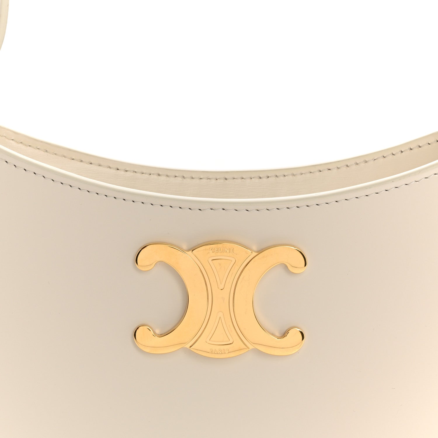 Celine Shiny Calfskin Medium Tilly Triomphe Shoulder Bag Rice 8 of 10