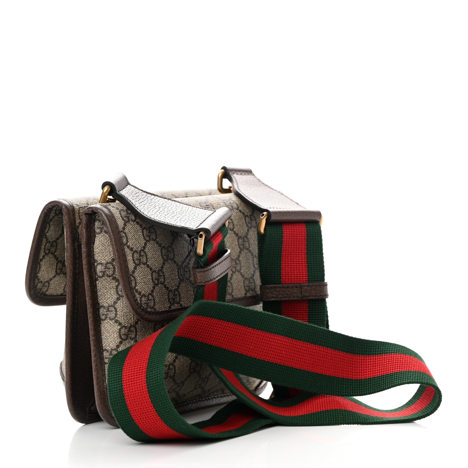 Gucci GG Supreme Monogram Web Small Neo Vintage Double Flap Messenger Bag Beige New Acero 3 of 13