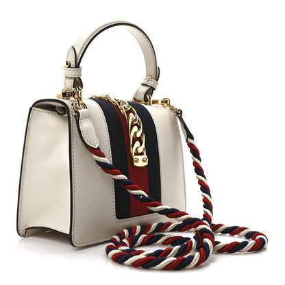 Gucci Calfskin Mini Sylvie Top Handle Bag White 3 of 10