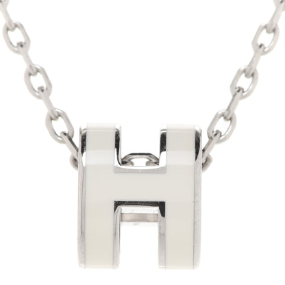 Hermes Lacquered Palladium Mini Pop H Pendant Necklace White 4 of 8