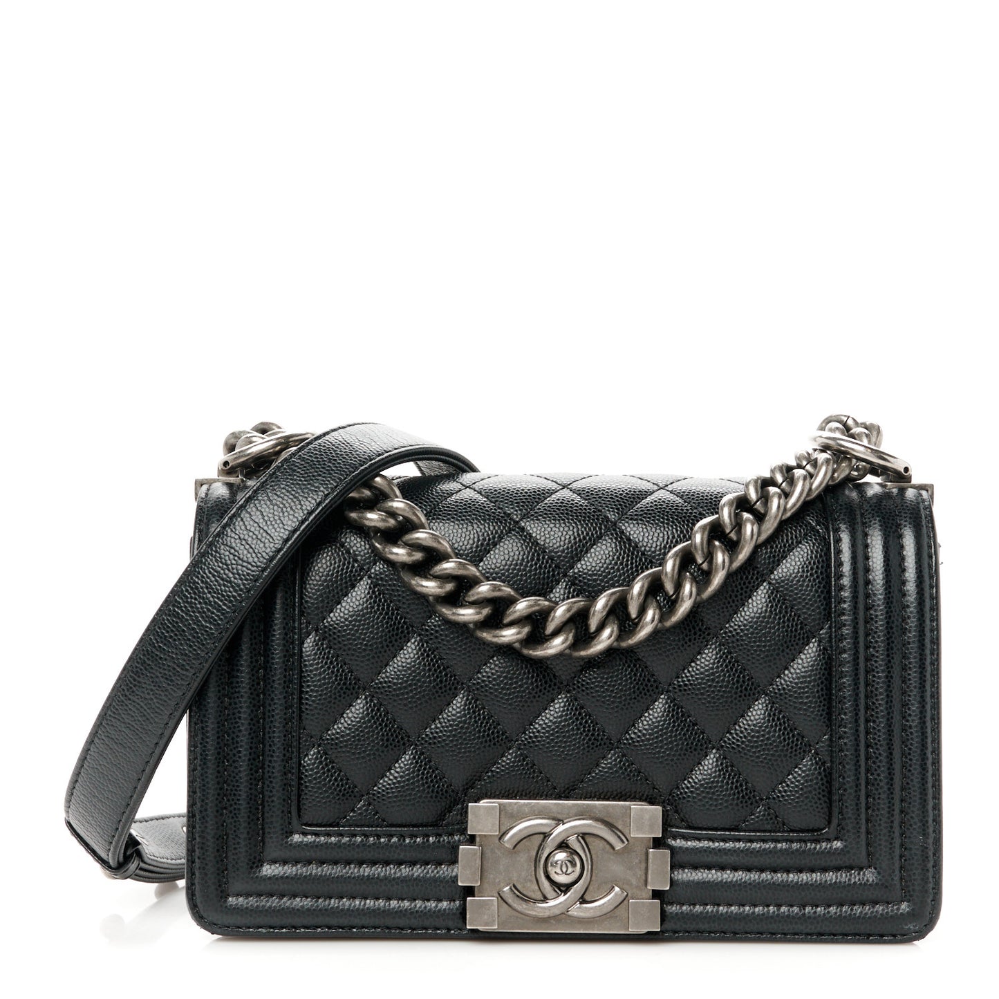 Caviar Quilted Small Boy Flap Black