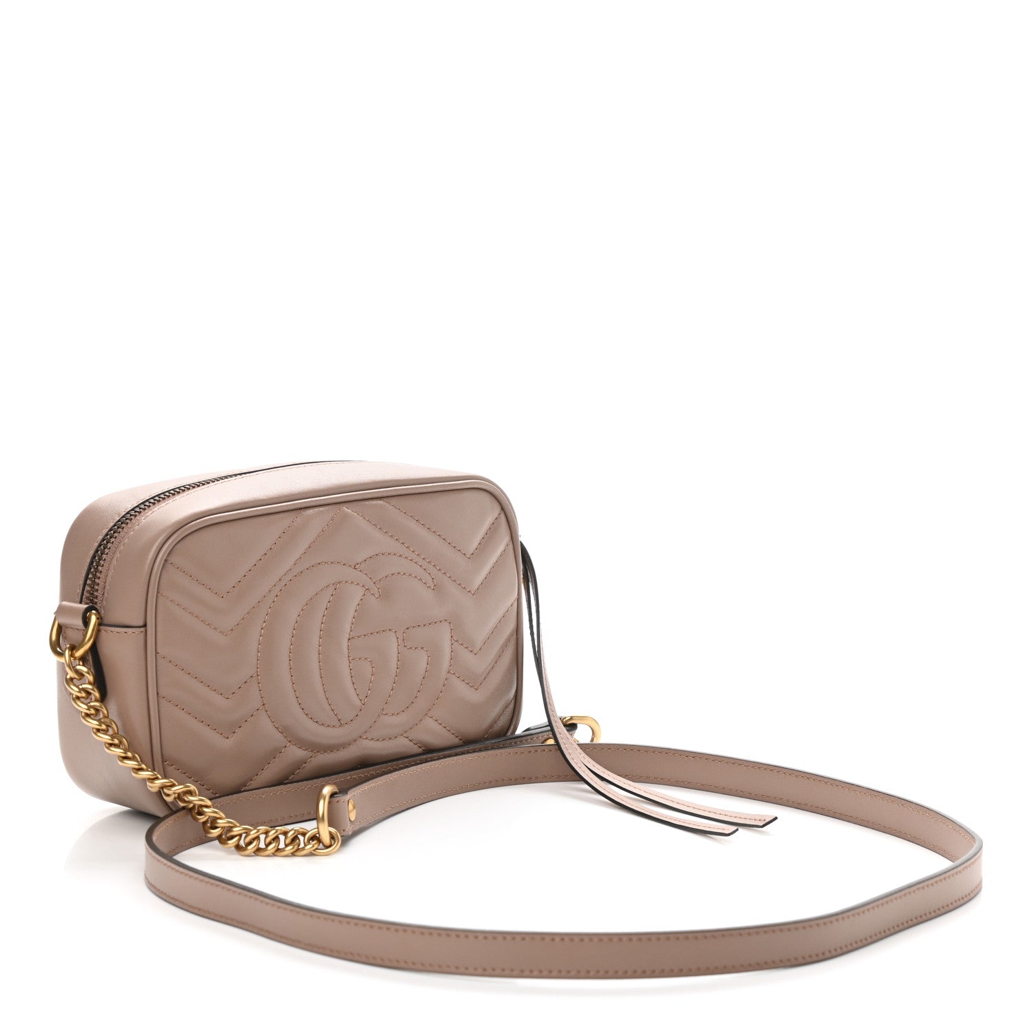 Gucci Calfskin Matelasse Mini GG Marmont Chain Shoulder Bag Porcelain Rose 3 of 9