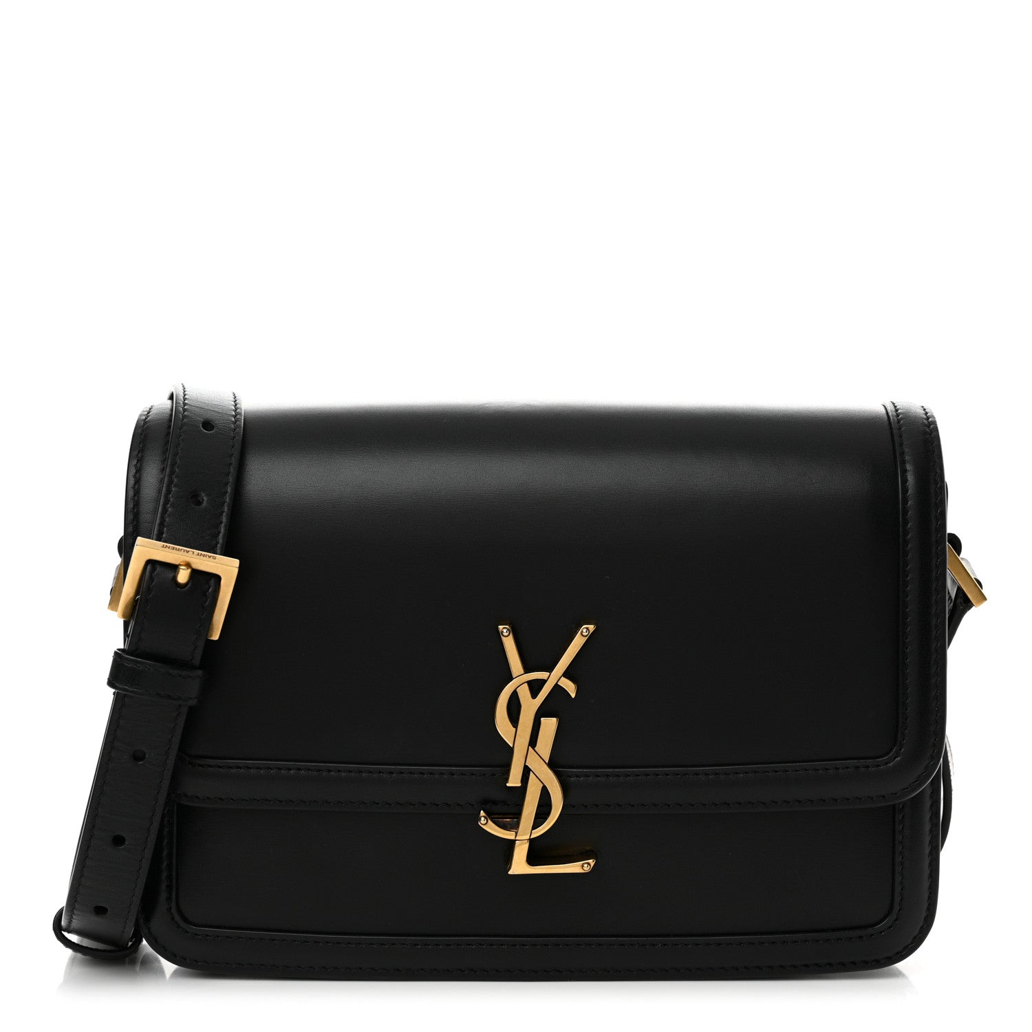 Saint Laurent Box Calfskin Monogram Medium Solferino Satchel Black 1 of 15