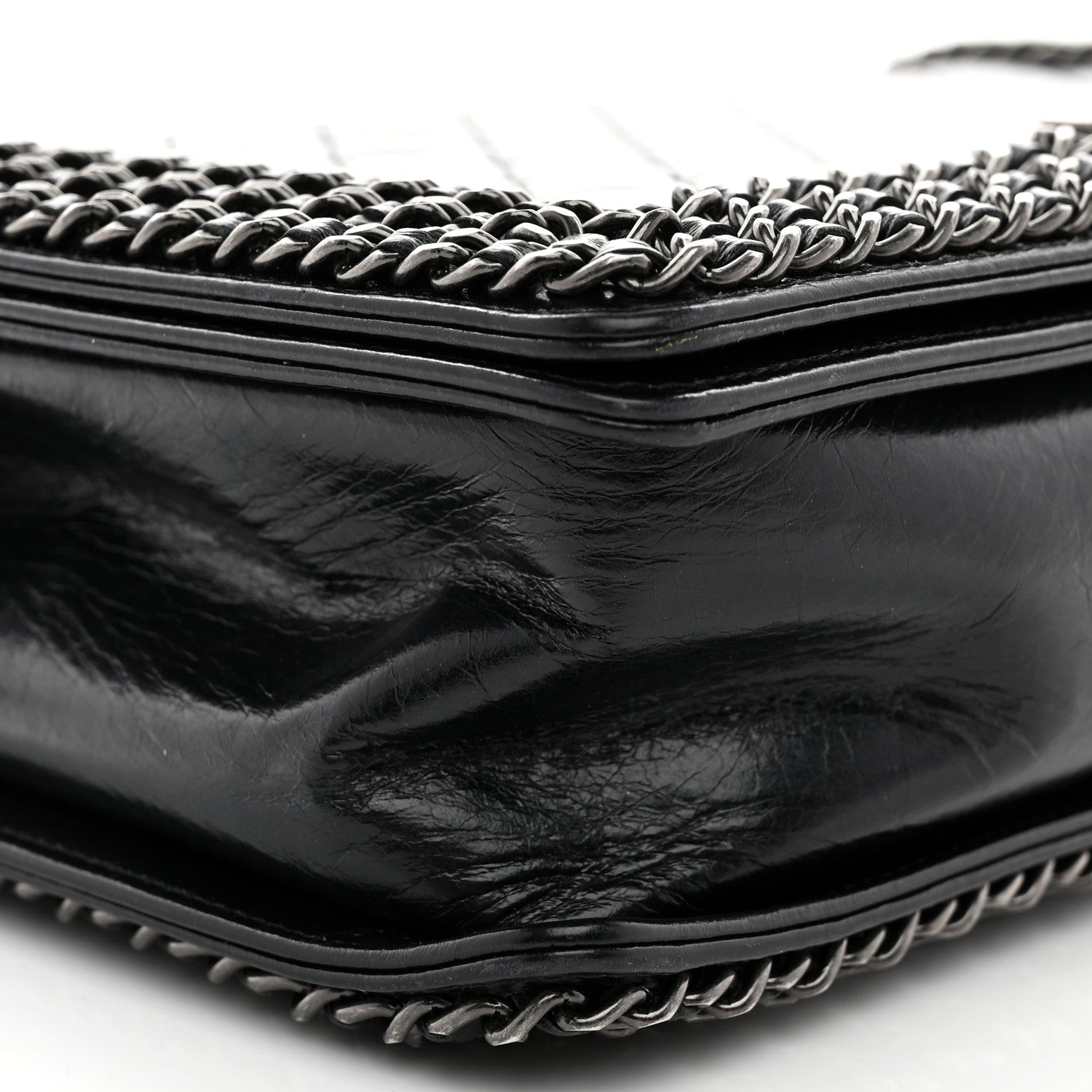 Chanel Glazed Calfskin Quilted New Medium Boy Chained Flap Black 9 of 10