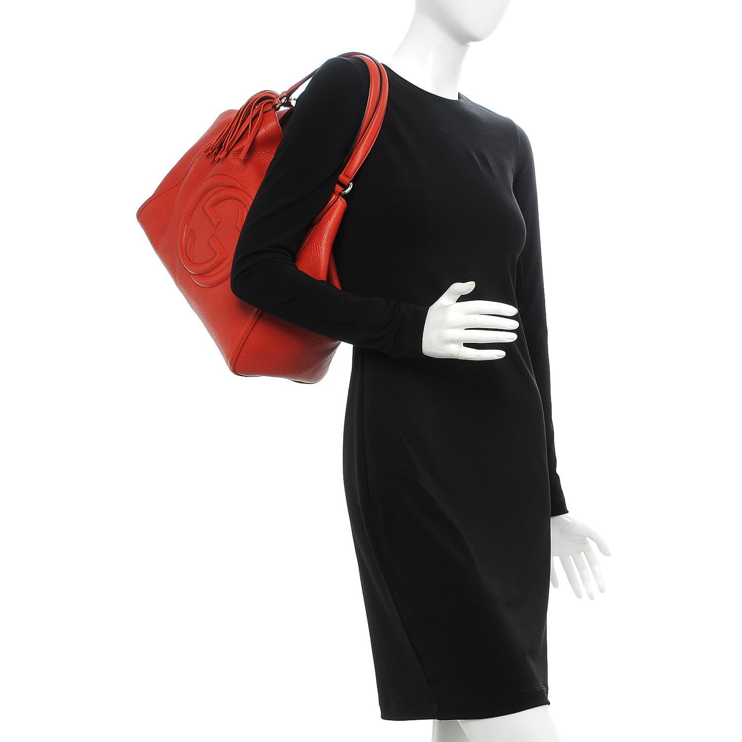 Pebbled Calfskin Medium Soho Shoulder Bag Sun Orange