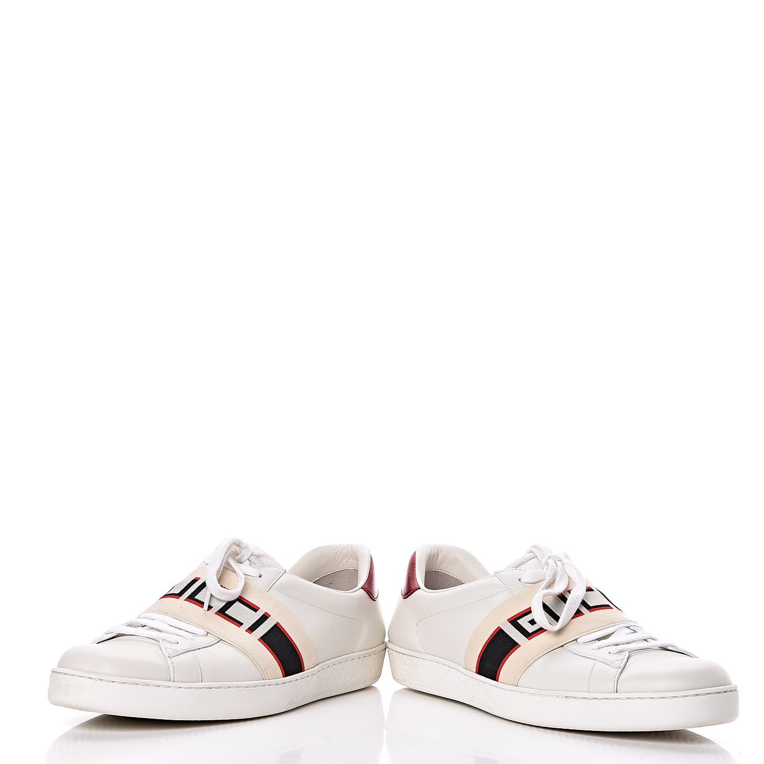 Gucci Calfskin Stripe Mens New Ace Sneakers 9.5 White Ecru Red Flame 6 of 15