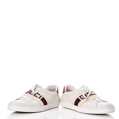 Gucci Calfskin Stripe Mens New Ace Sneakers 9.5 White Ecru Red Flame 6 of 15