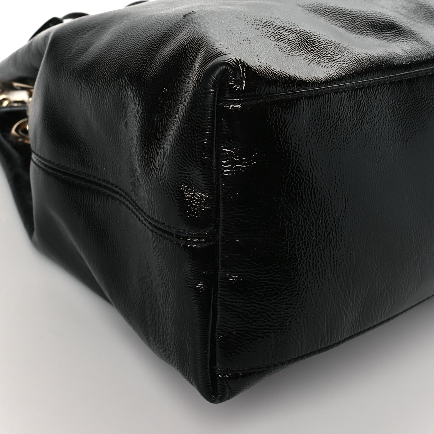 Patent Medium Soho Chain Shoulder Bag Black
