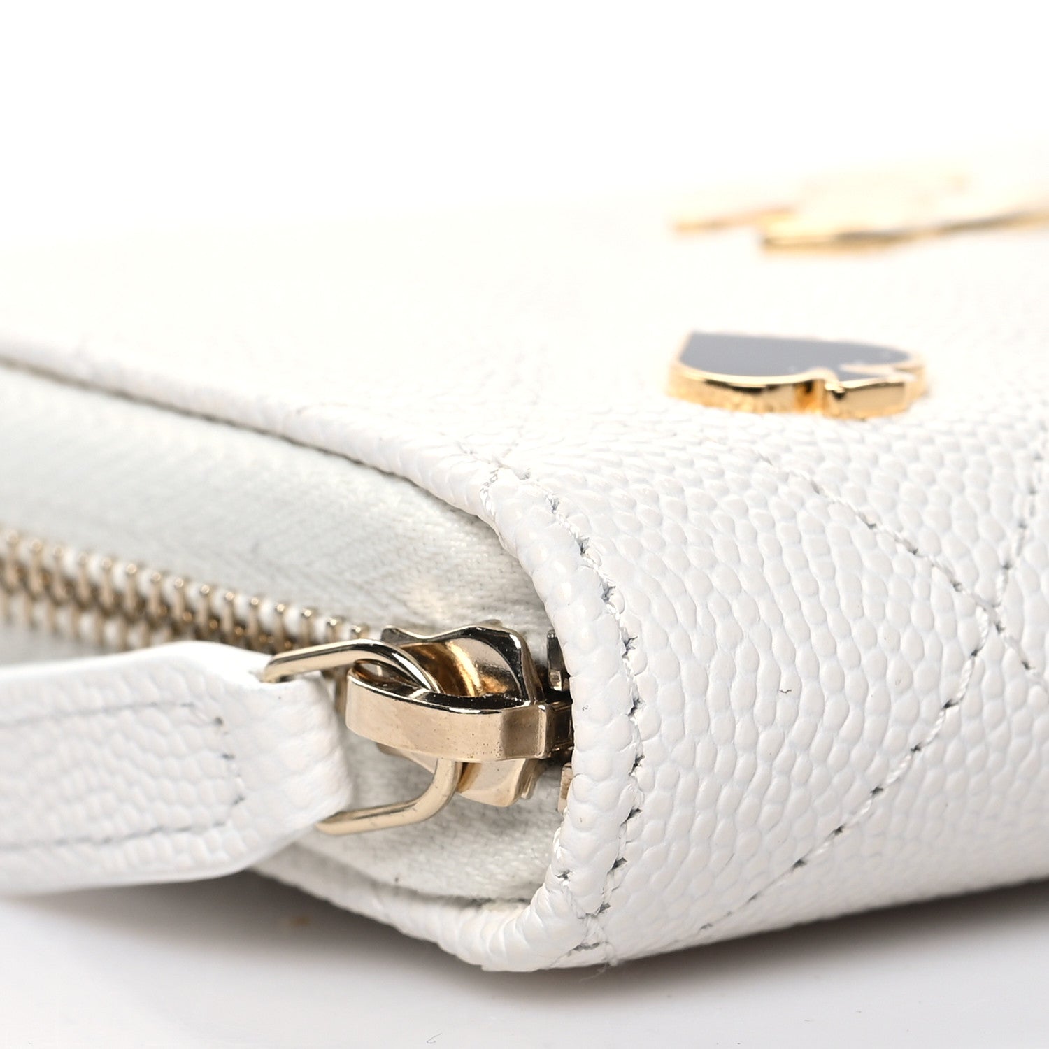 Chanel Caviar Enamel Coco Casino Quilted Zip Coin Purse White 8 of 11