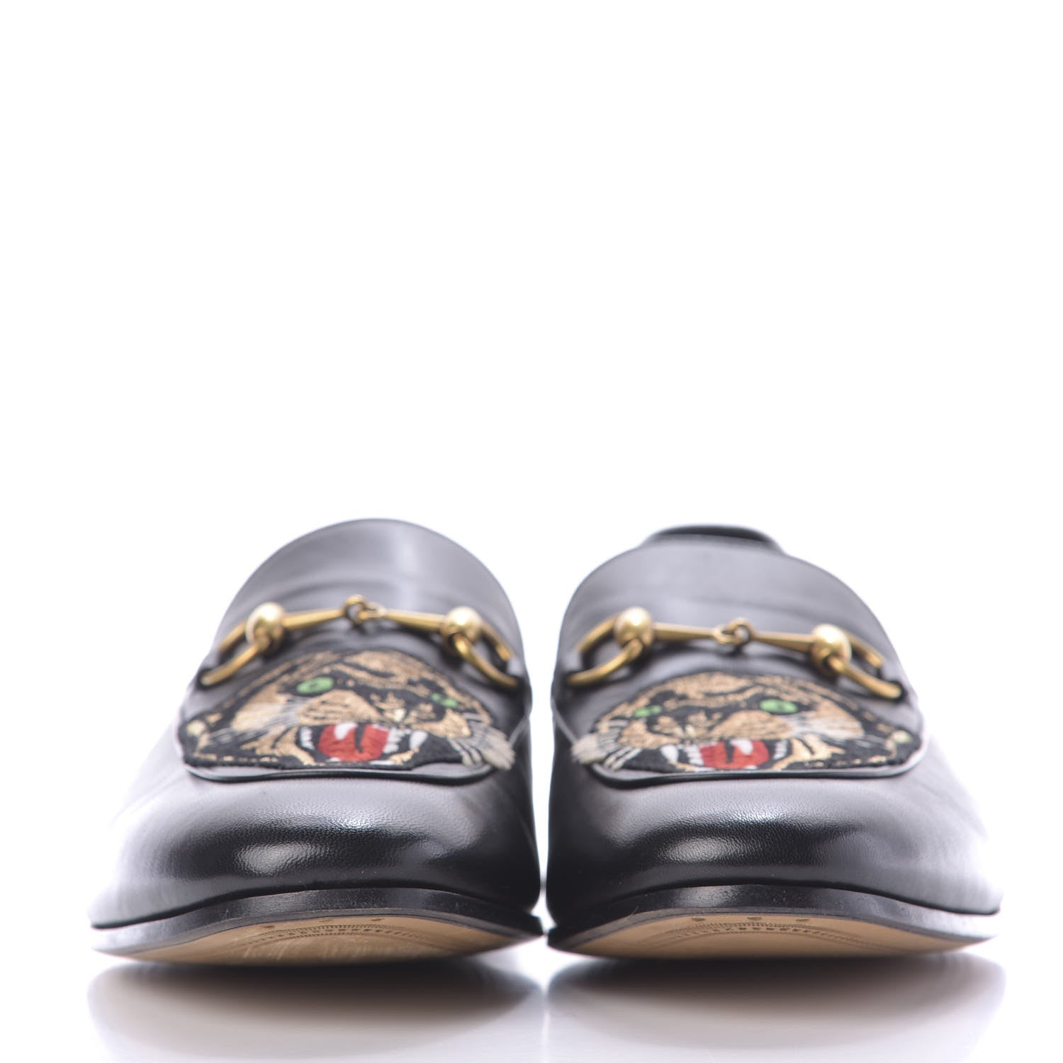 Gucci Goatskin Tiger Embroidered Mens Horsebit Loafers 11 Black 2 of 12