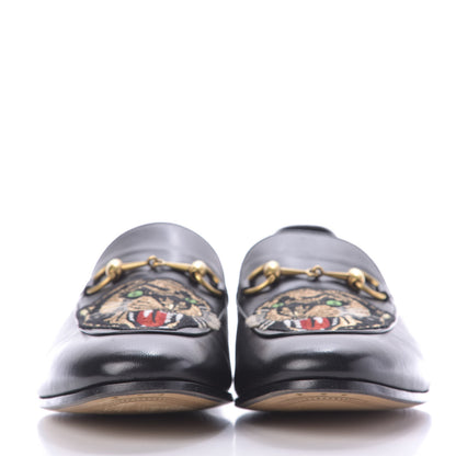 Gucci Goatskin Tiger Embroidered Mens Horsebit Loafers 11 Black 2 of 12