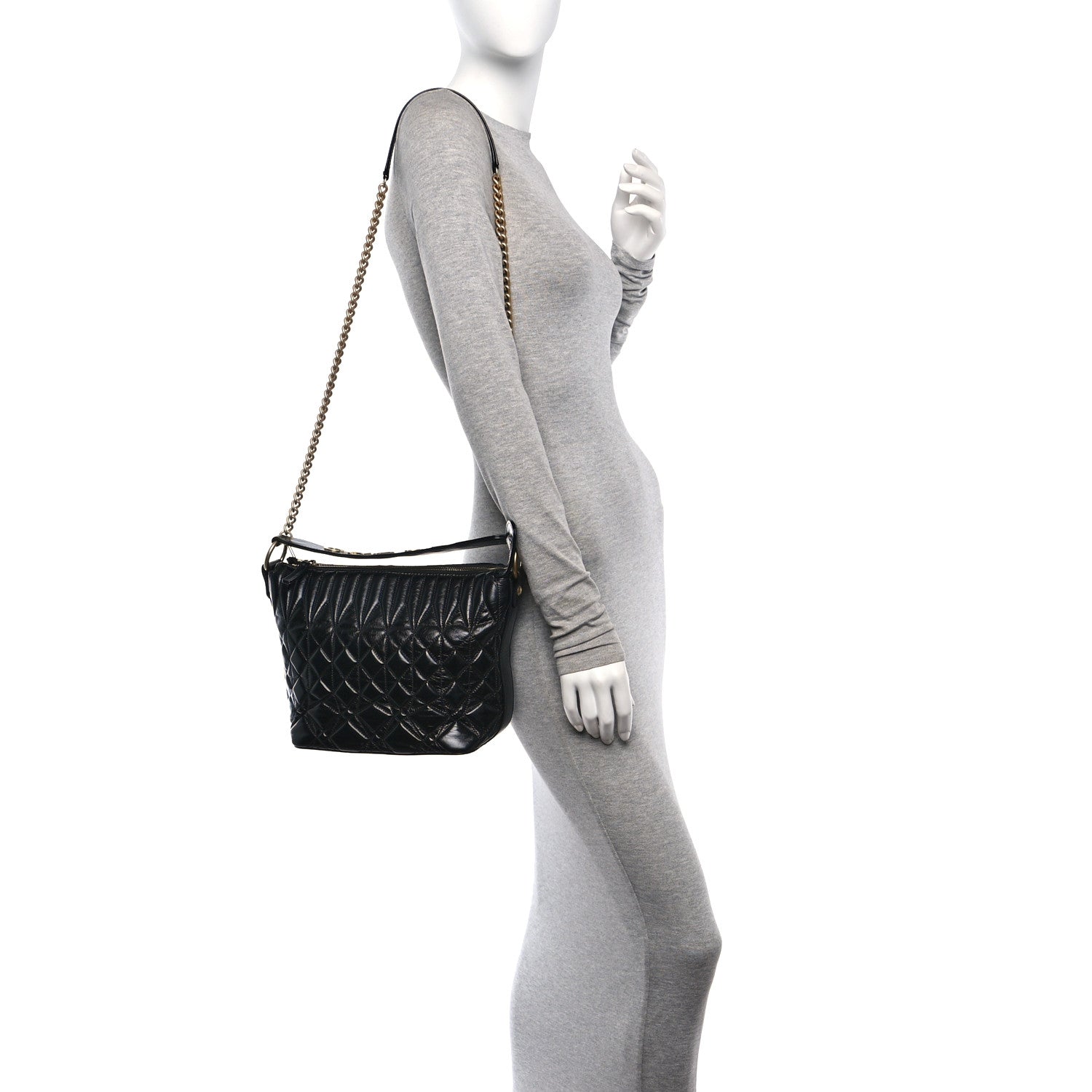 Chanel Glazed Calfskin Quilted State Of The Art Hobo Black 2 of 10