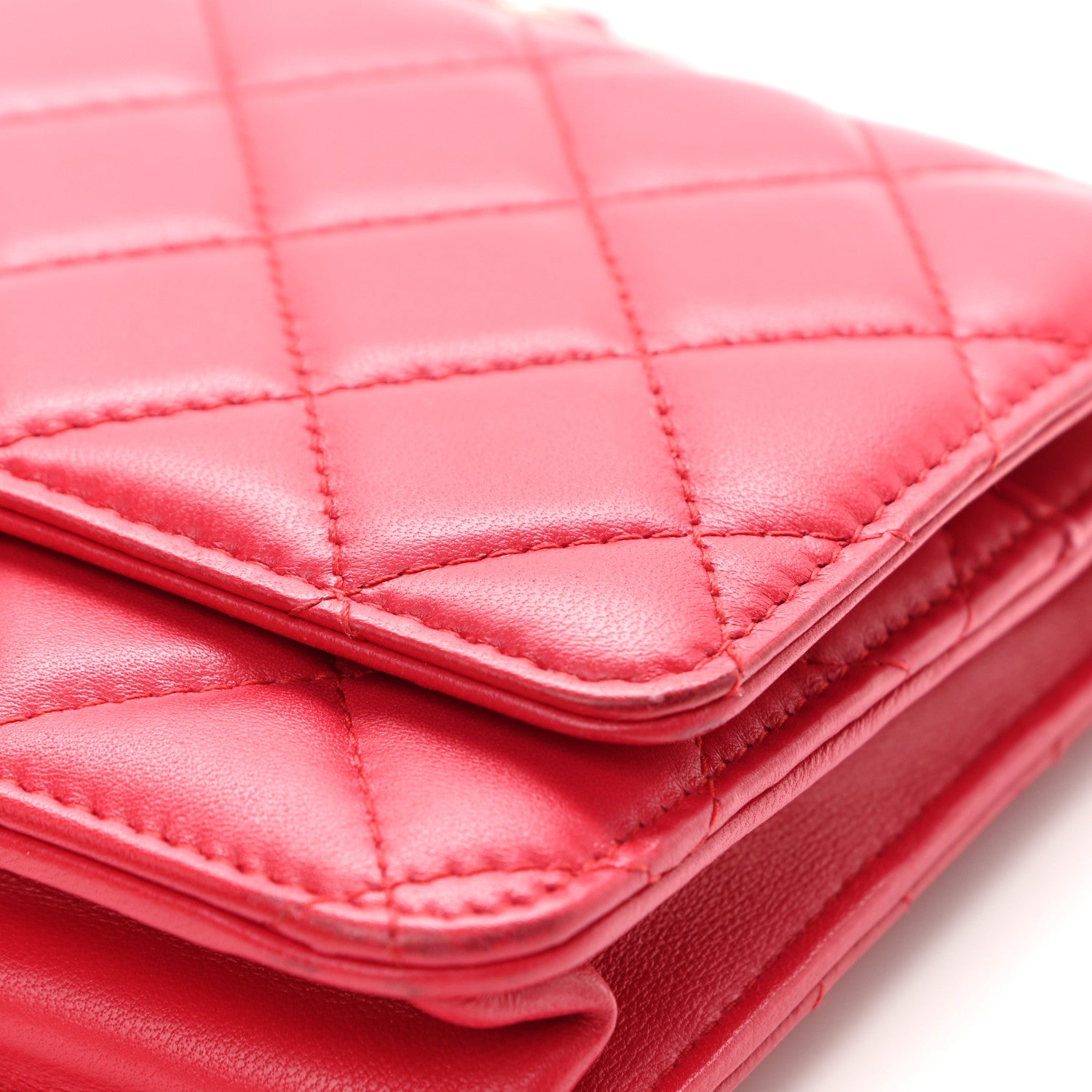Chanel Lambskin Quilted Wallet On Chain WOC Fuchsia 12 of 13