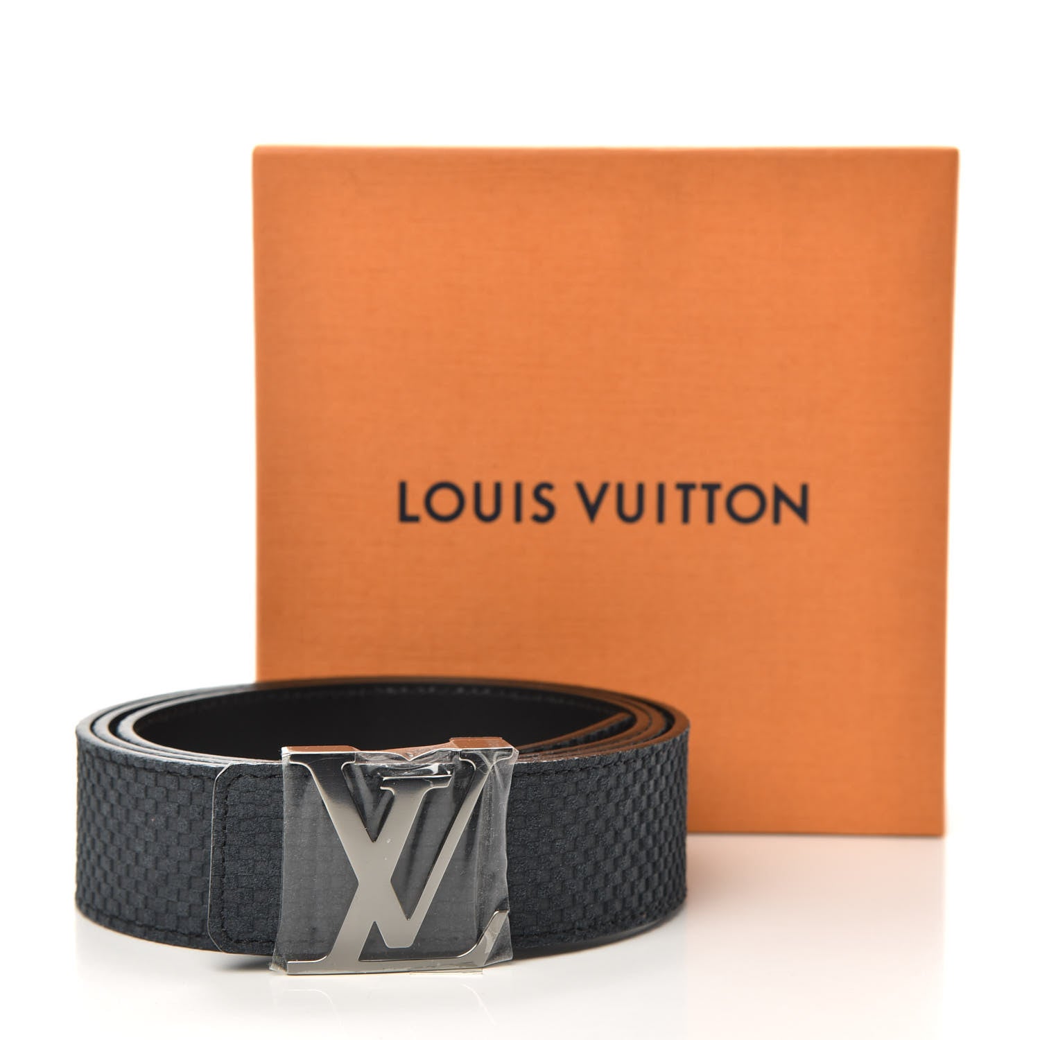 Louis Vuitton Suede Calfskin Mini Damier 40mm LV Initiales Belt 110 44 Carbone 6 of 6