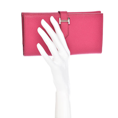 Hermes Chevre Mysore Tri-Fold Bearn Wallet Rose Shocking 2 of 8