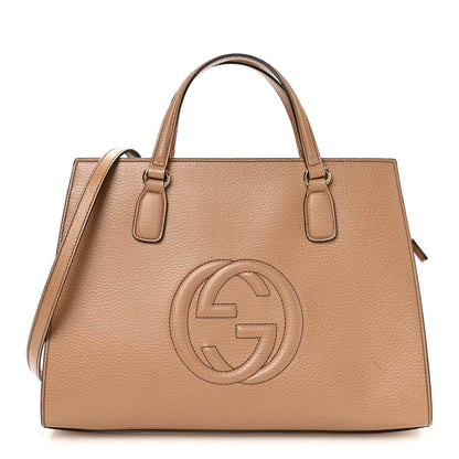 Gucci Dollar Calfskin Large Soho Top Handle Satchel Camelia 1 of 10
