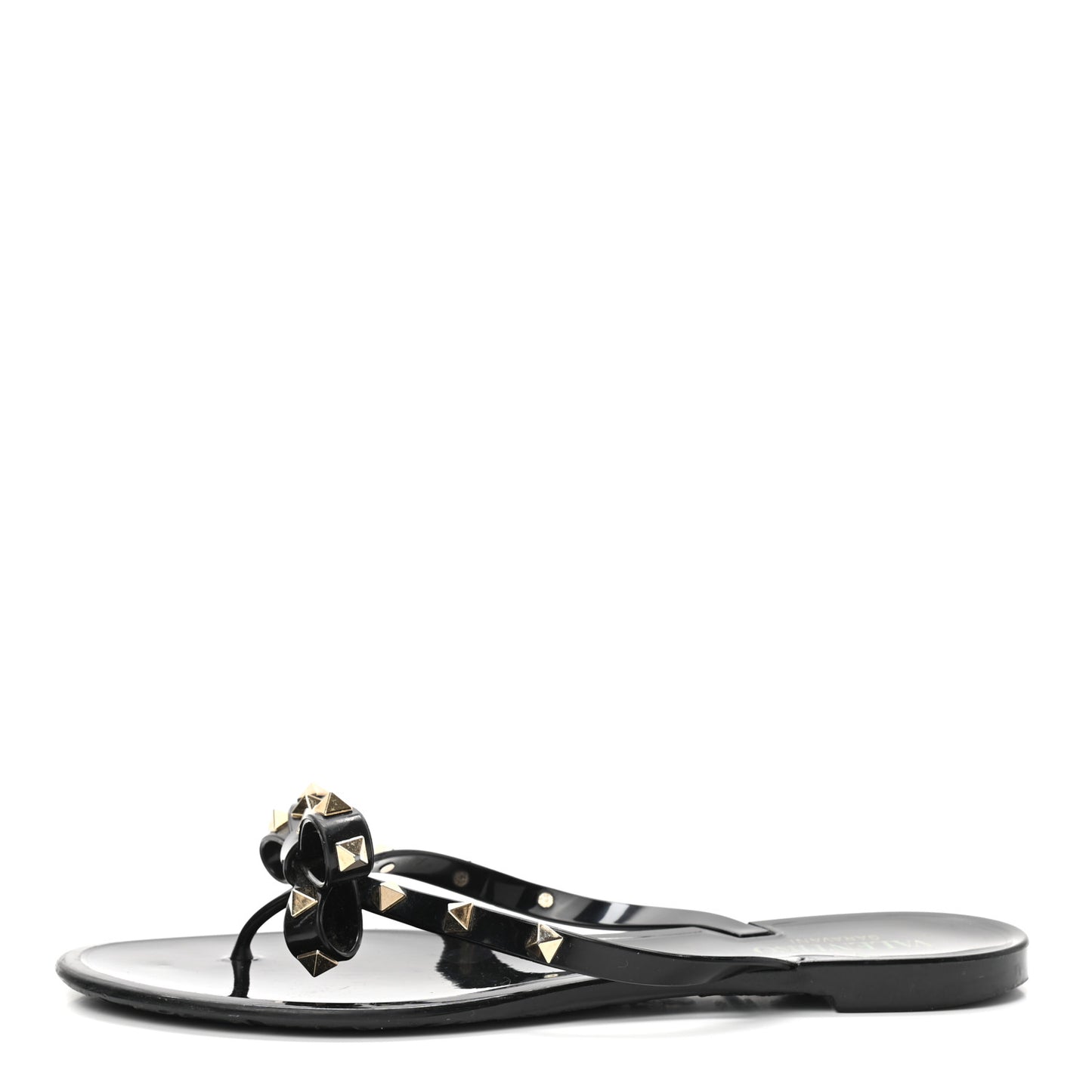 PVC Jelly Rockstud Bow Thong Sandals 40 Black