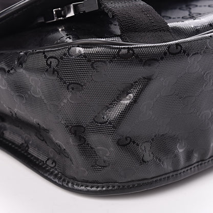 Gucci Imprime Monogram Medium Double Buckle Flap Messenger Bag Black 9 of 10