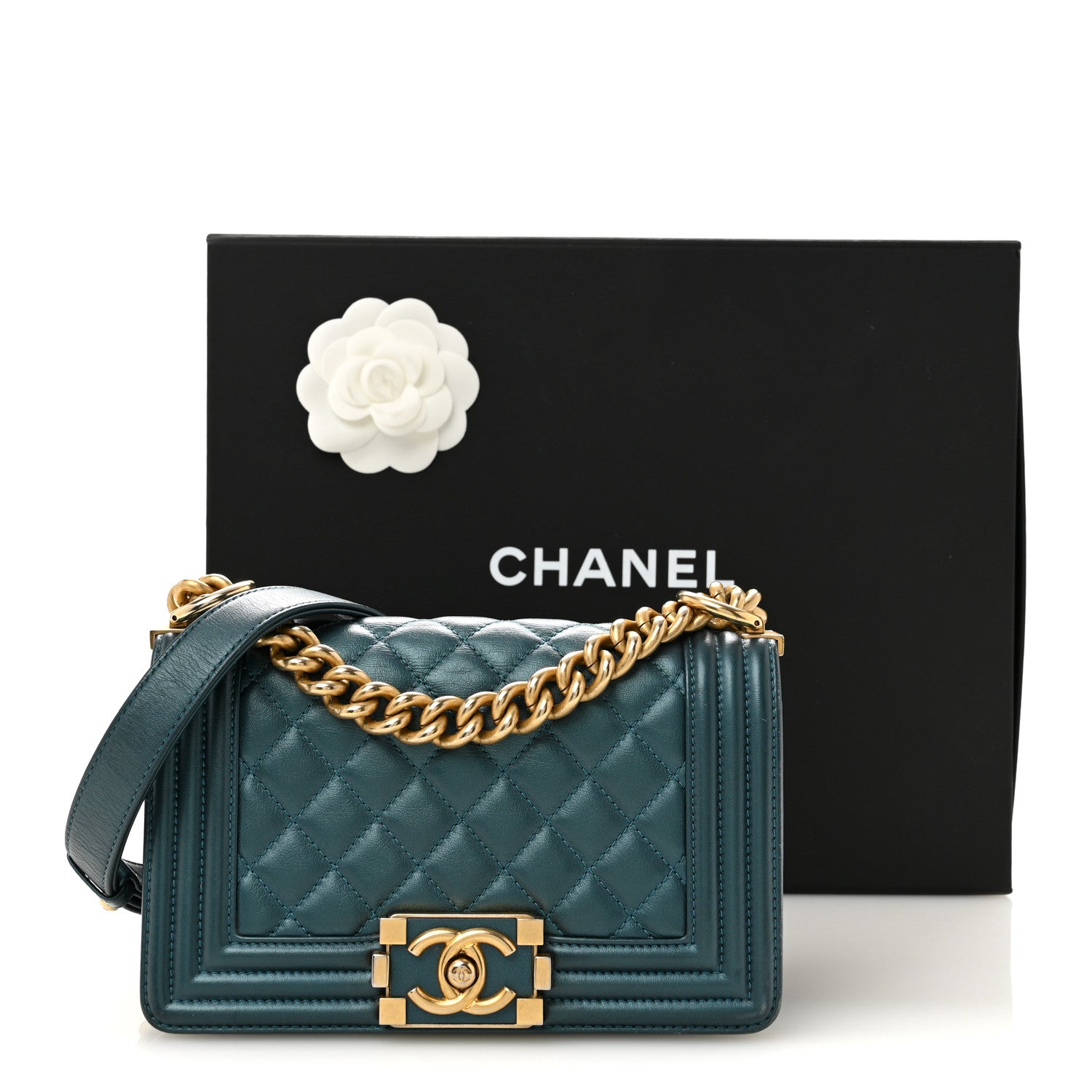 Chanel Metallic Calfskin Quilted Small Boy Flap Blue 13 of 13