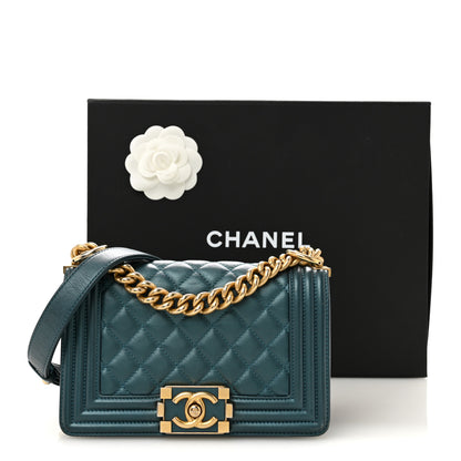 Chanel Metallic Calfskin Quilted Small Boy Flap Blue 13 of 13