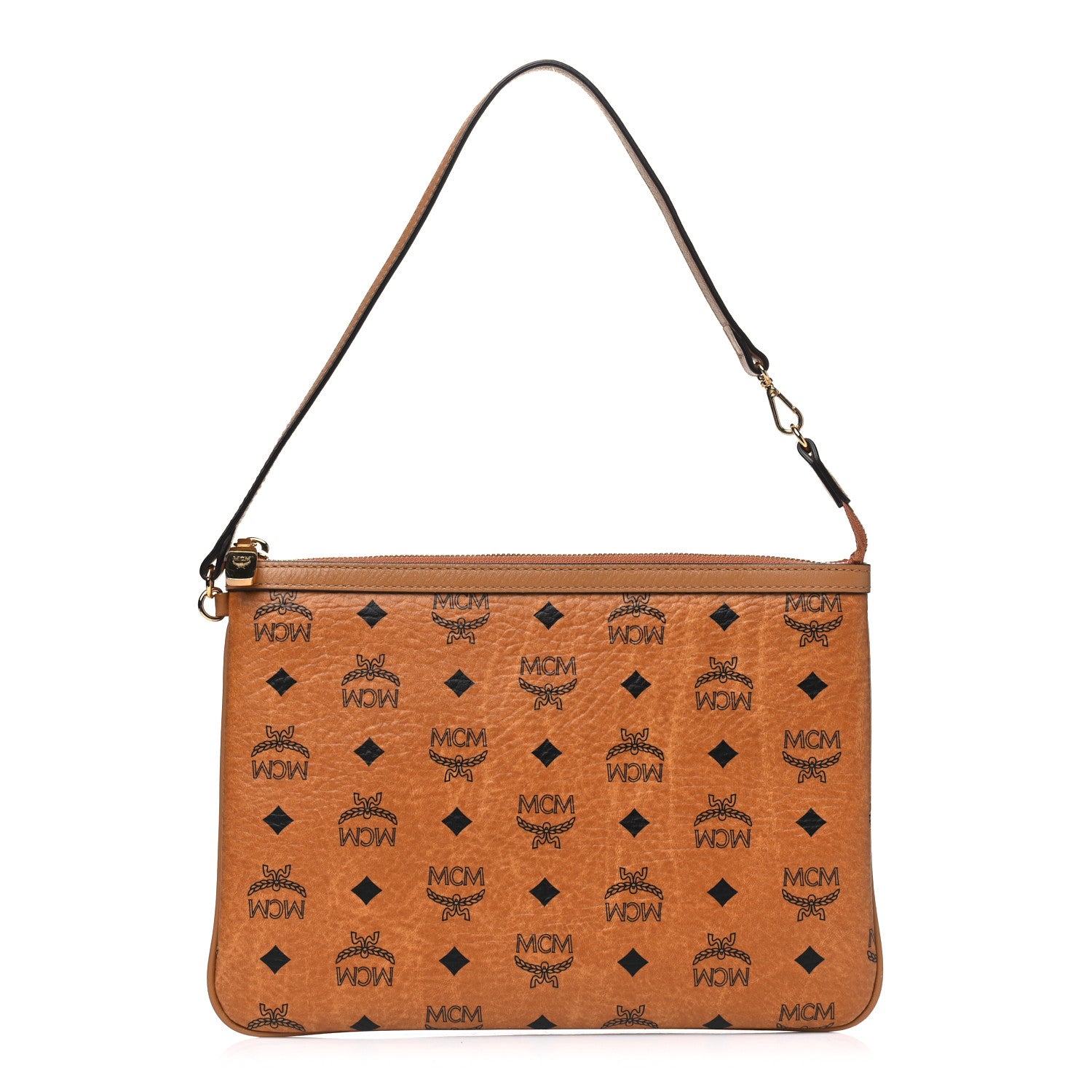 MCM Visetos Liz Shopper Tote Pouch Cognac 1 of 6