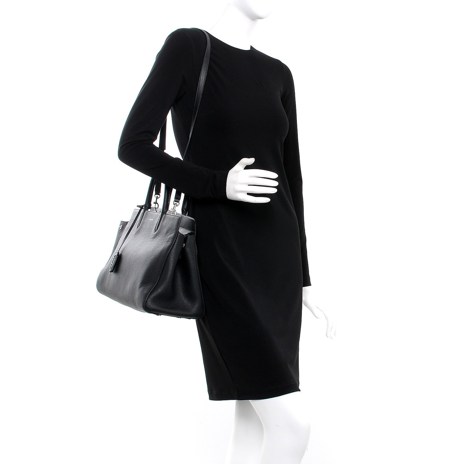 Saint Laurent Grained Calfskin Medium Rive Gauche Cabas Black 2 of 9