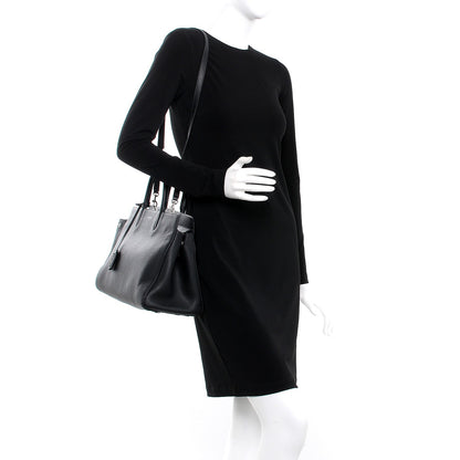 Saint Laurent Grained Calfskin Medium Rive Gauche Cabas Black 2 of 9