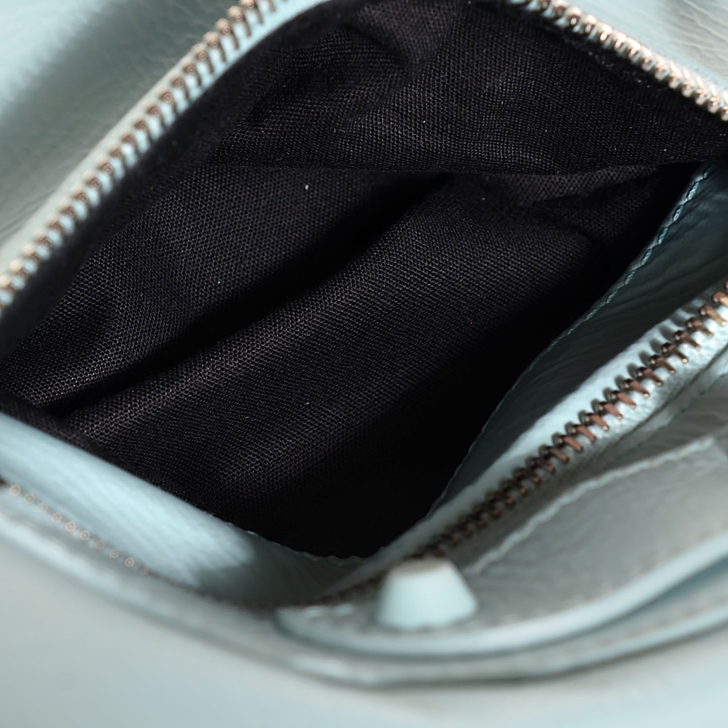 Matte Goatskin Rubber Covered Classic Hardware Envelope Clutch Bleu Layette