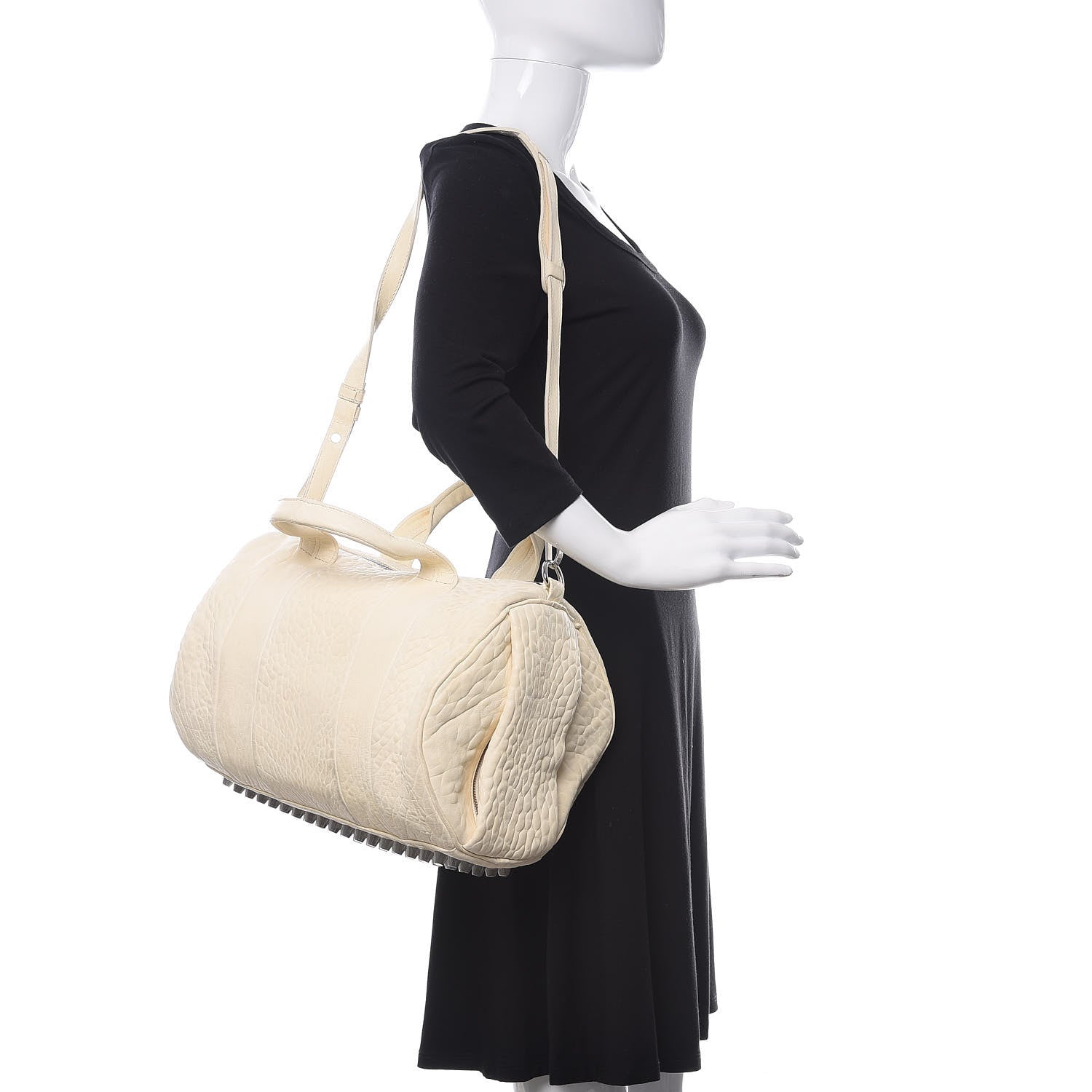 Alexander Wang Pebbled Lambskin Rocco Bone Silver Hardware 2 of 15