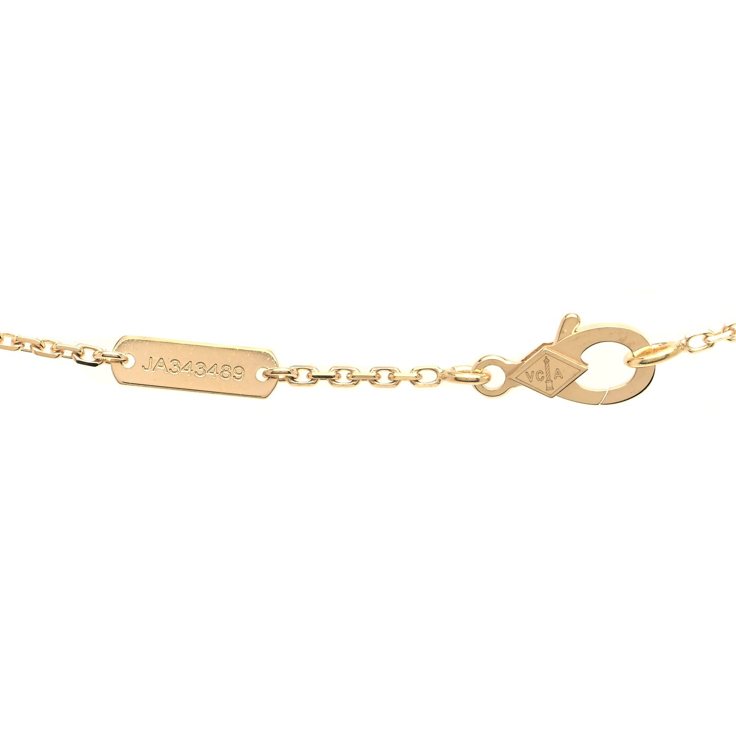 18K Yellow Gold Diamond Yellow Mother of Pearl Vintage Alhambra Pendant Necklace