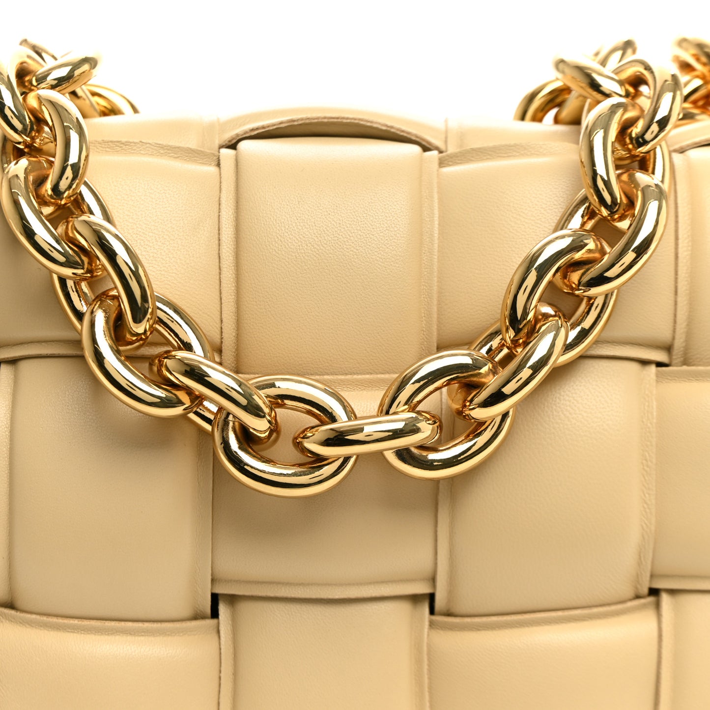 Lambskin Maxi Intreccio Padded Chain Cassette Crossbody Bag Porridge
