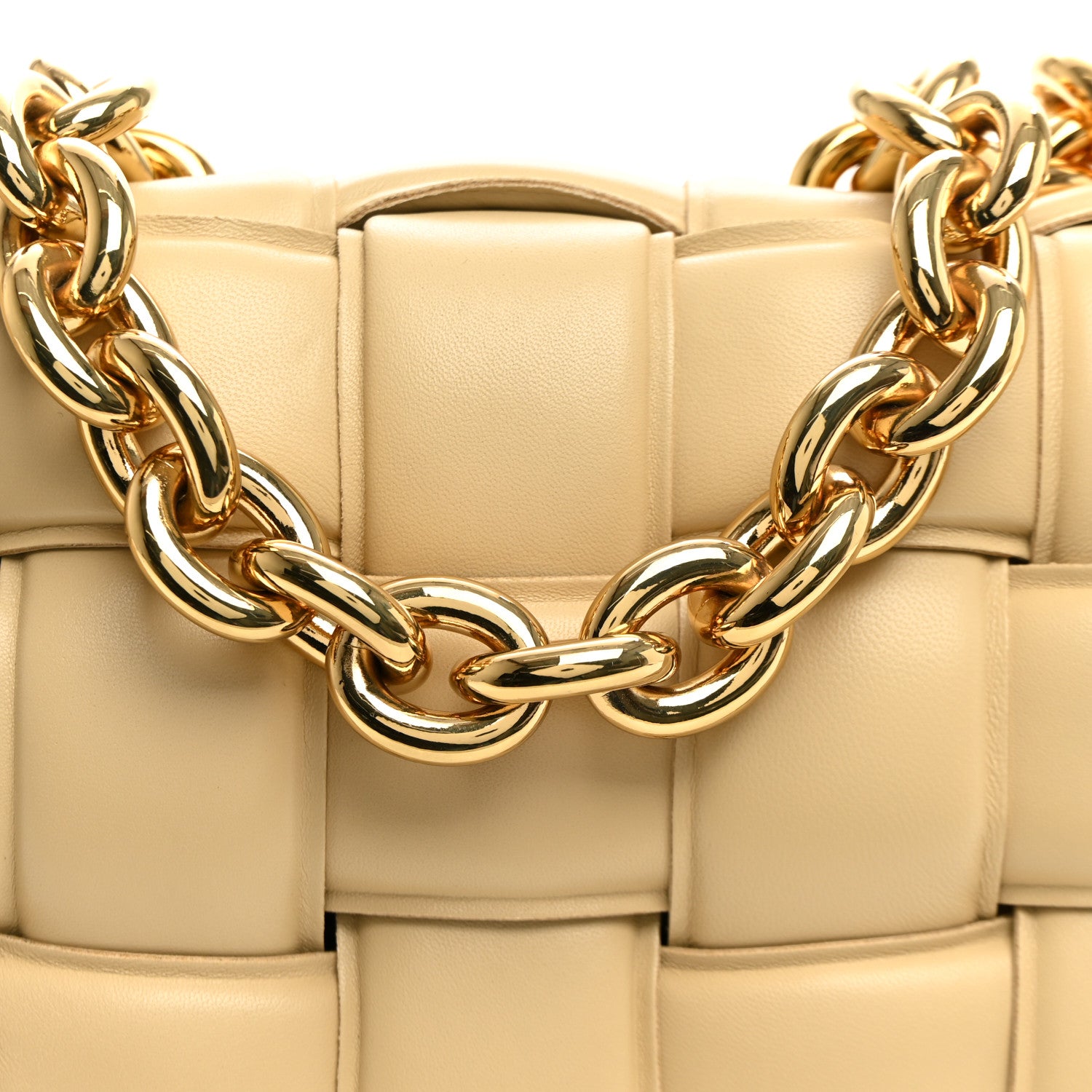 Bottega Veneta Lambskin Maxi Intreccio Padded Chain Cassette Crossbody Bag Porridge 7 of 9