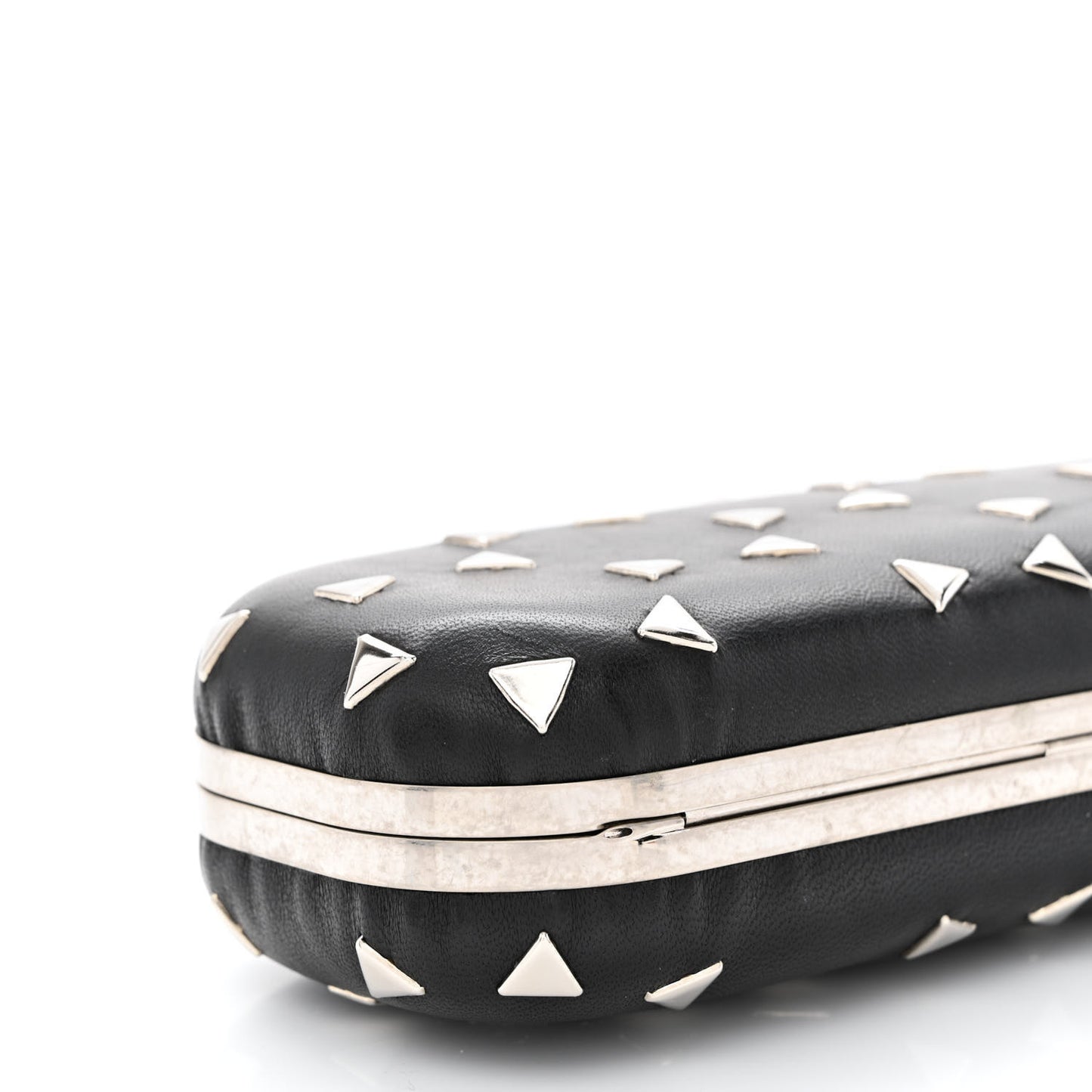 Nappa Triangle Studded Knucklebox Clutch Black