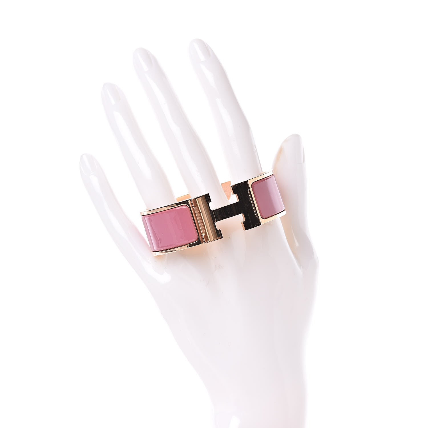 Hermes Enamel Wide Clic Clac H Bracelet PM Rose Velours 2 of 6
