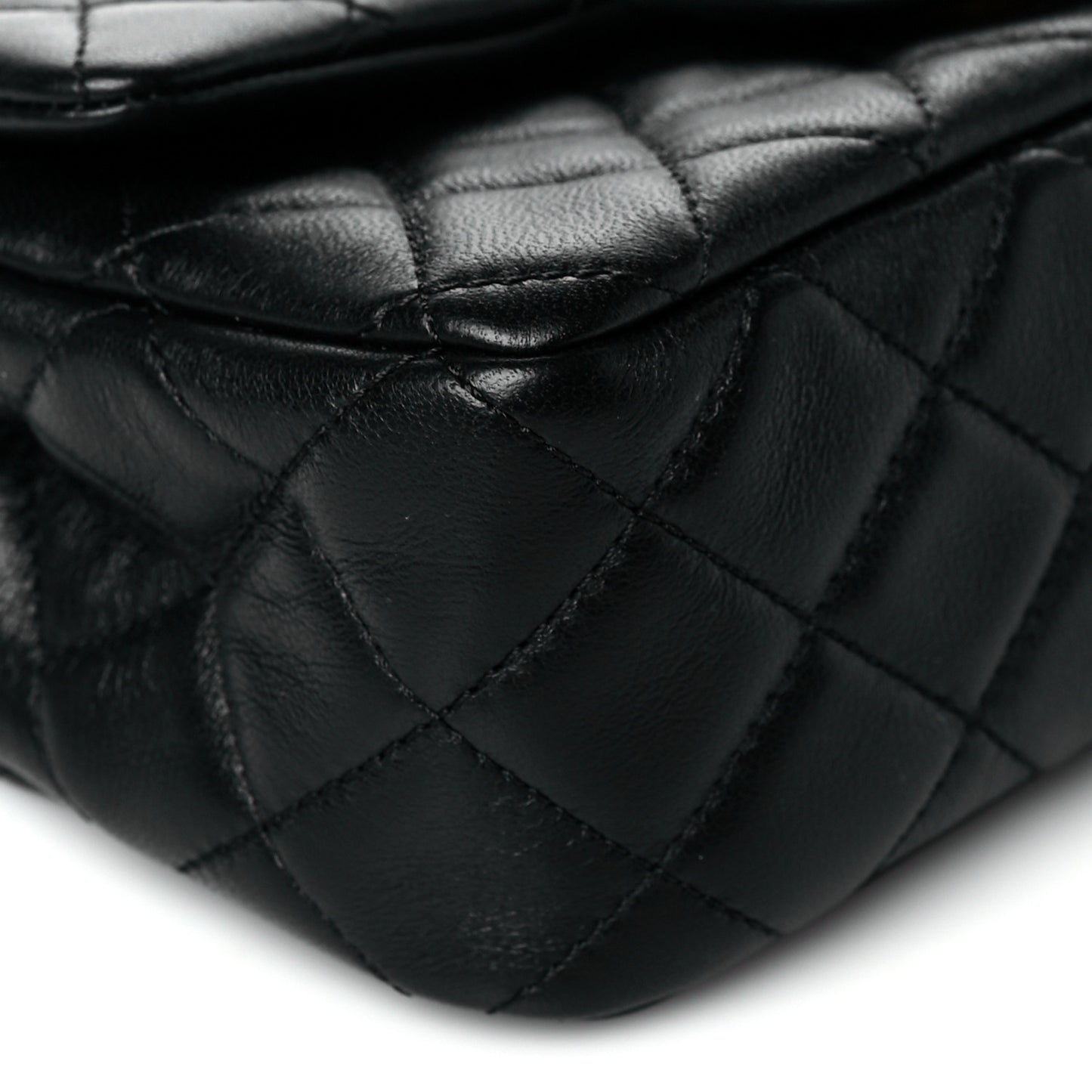 Lambskin Quilted Mini Rectangular Pearl Crush Flap Black