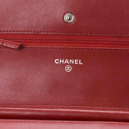 Chanel Patent Quilted Wallet On Chain WOC Red 8 of 12