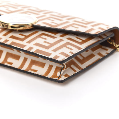 Fendi Vitello Soft F is Fendi Bi-Color FF 1974 Embossed Medium Envelope Wallet On Chain Camelia Saddler 9 of 10
