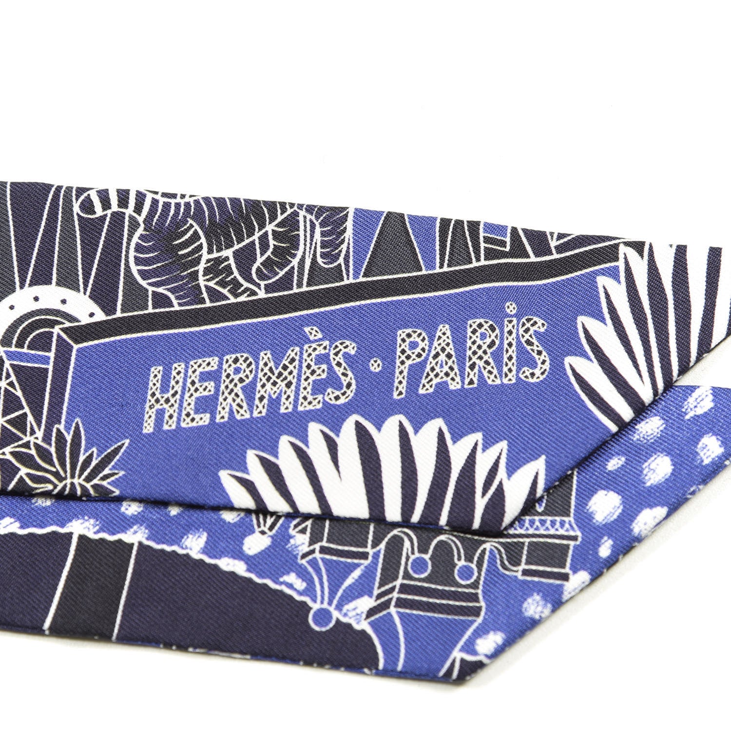 Hermes Silk Animapolis Plumetis Twilly Marine Bleu Royal 3 of 3