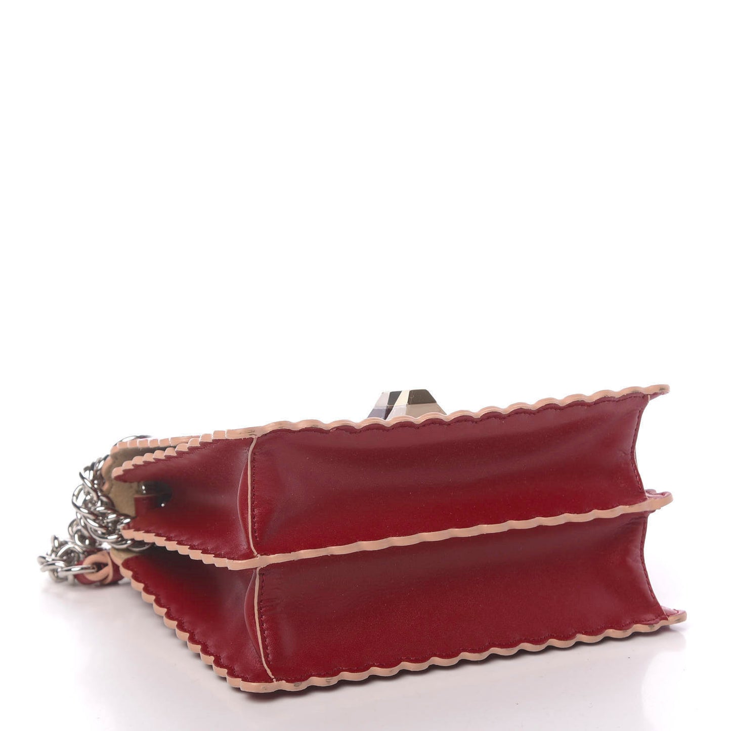 Vitello Liberty Scalloped Studded Small Kan I Shoulder Bag Fragola