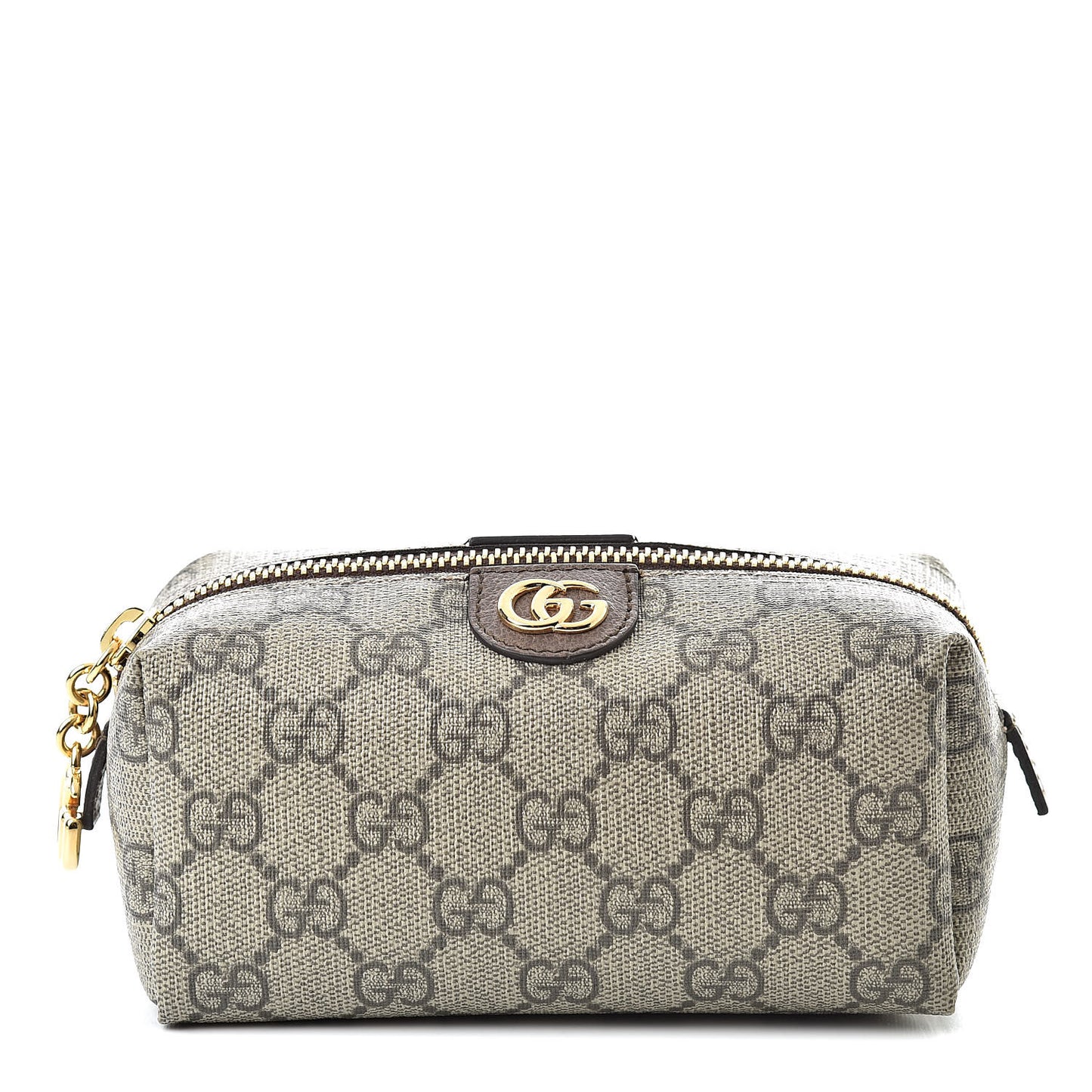Soft GG Supreme Monogram Calfskin Small Ophidia Cosmetic Case Beige Ebony New Acero