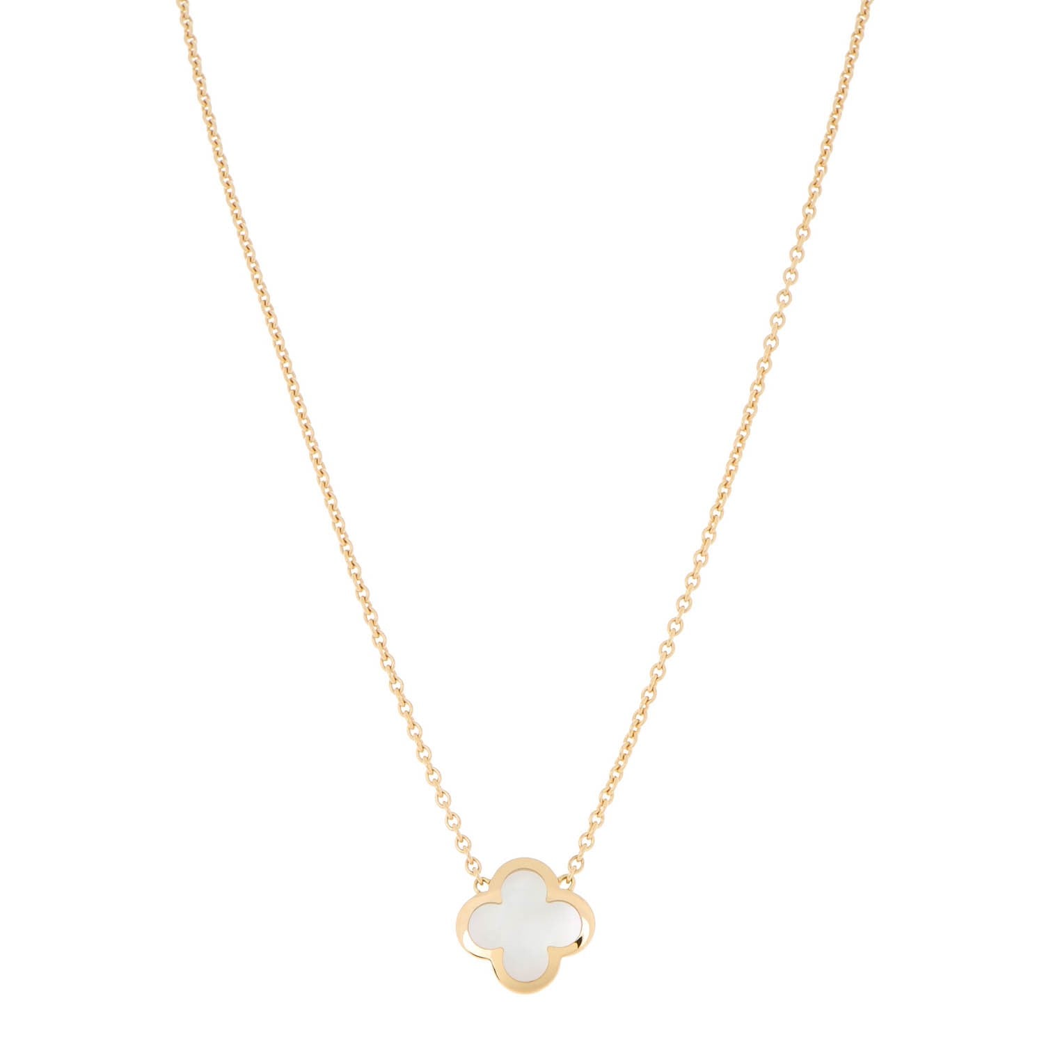 Van Cleef & Arpels 18K Yellow Gold Mother of Pearl Pure Alhambra Pendant Necklace 1 of 7