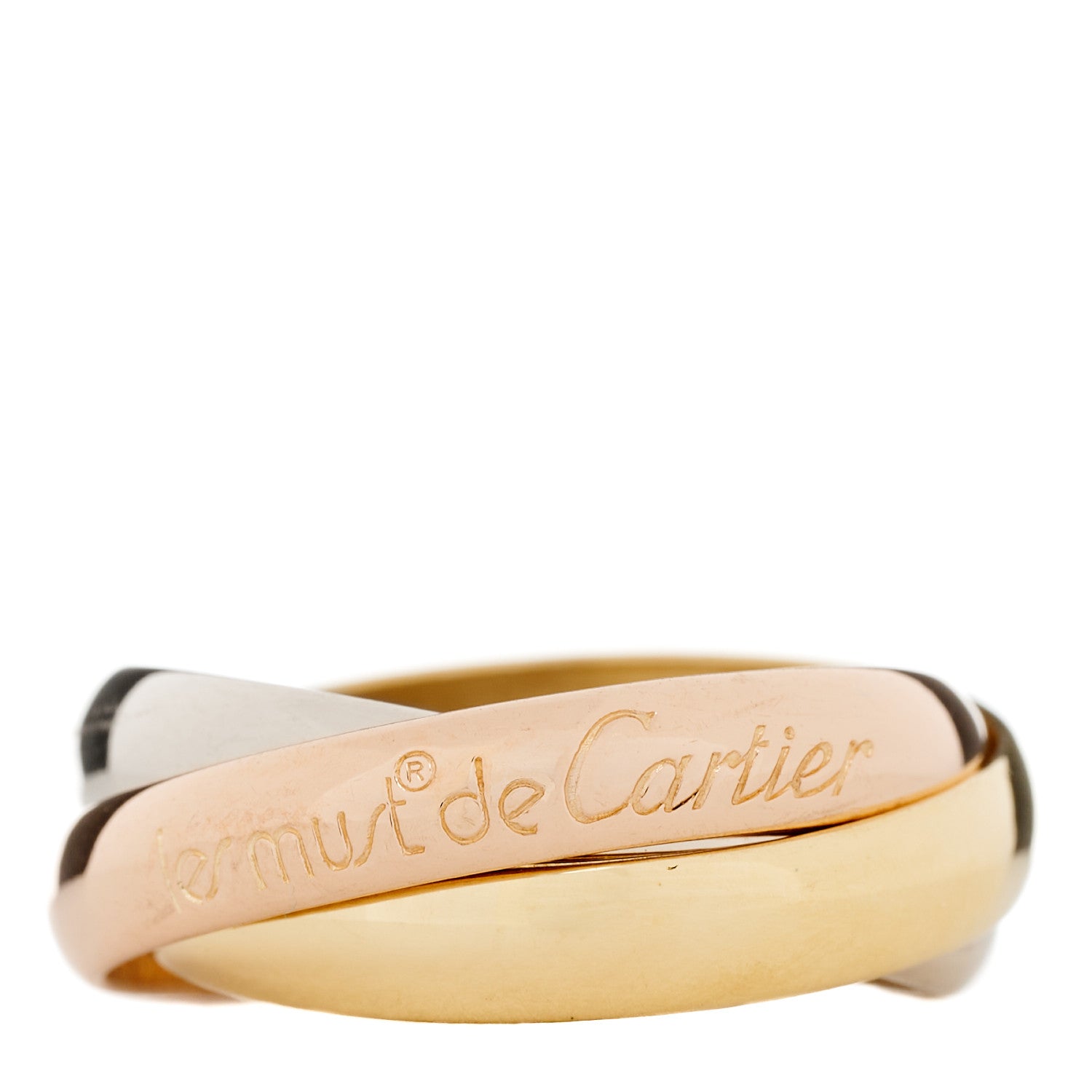 Cartier 18K Pink Yellow White Gold Classic Les Must De Cartier Trinity Ring 52 6 1 of 5