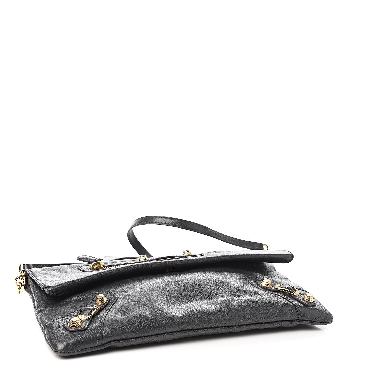 Balenciaga Agneau Giant 12 Gold Hardware Envelope Strap Clutch Gris Fossile 3 of 9
