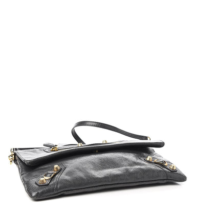 Balenciaga Agneau Giant 12 Gold Hardware Envelope Strap Clutch Gris Fossile 3 of 9