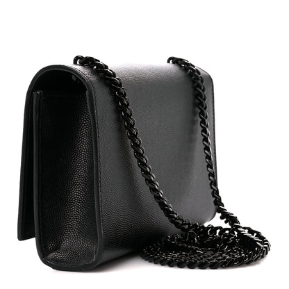 Saint Laurent Grain De Poudre Small Monogram Monochrome Kate Satchel Black 3 of 11