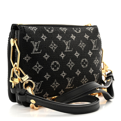 Louis Vuitton Satin Beaded Embroidered Monogram Coussin BB Black 3 of 11