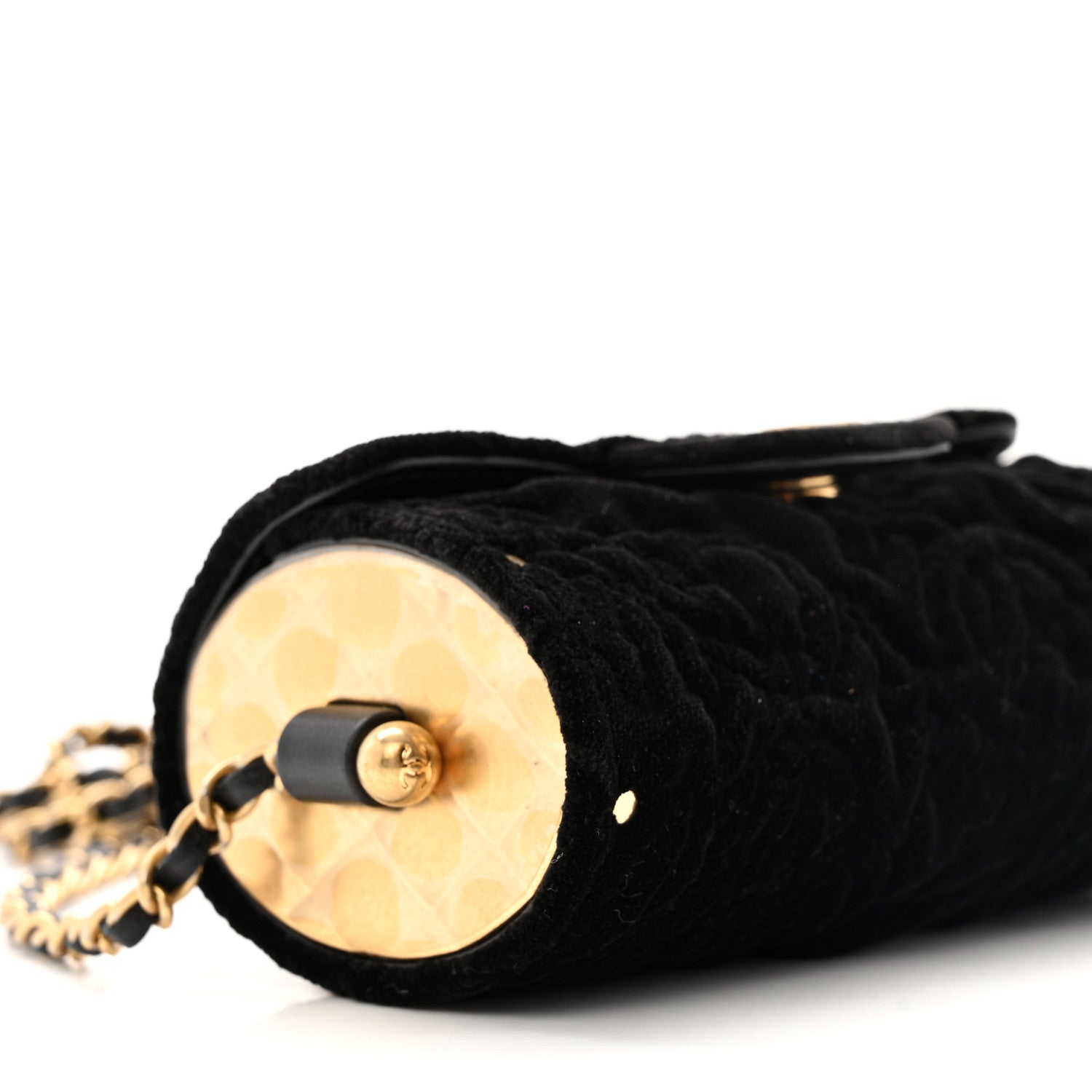 Chanel Velvet Camellia Embossed Jewel Belt Card Holder With Chain Black 9 of 11