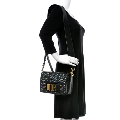 Christian Dior Calfskin Studded Floral Dio(r)evolution Flap Bag Black 2 of 7
